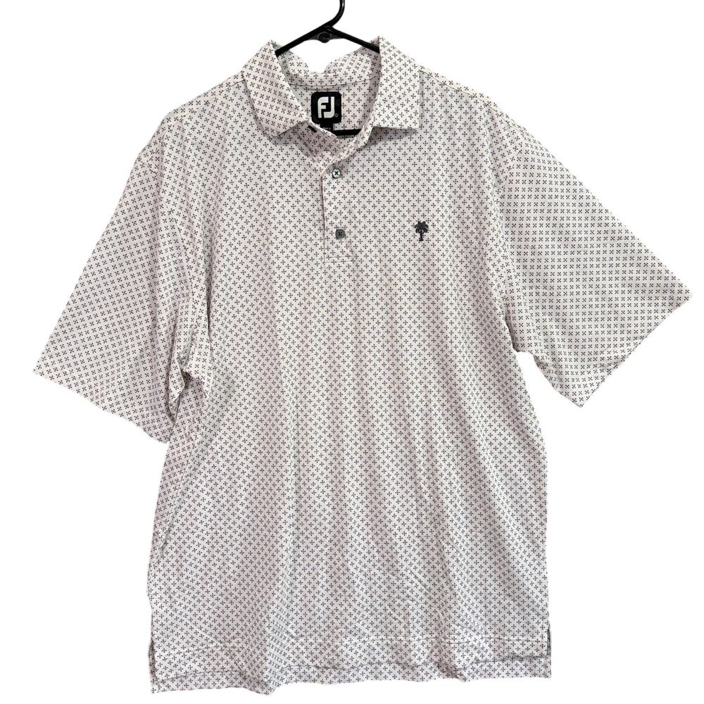 FootJoy Mens Shirt White Gray Pink Golf Polo Comfort Quick Dry Stretch Large